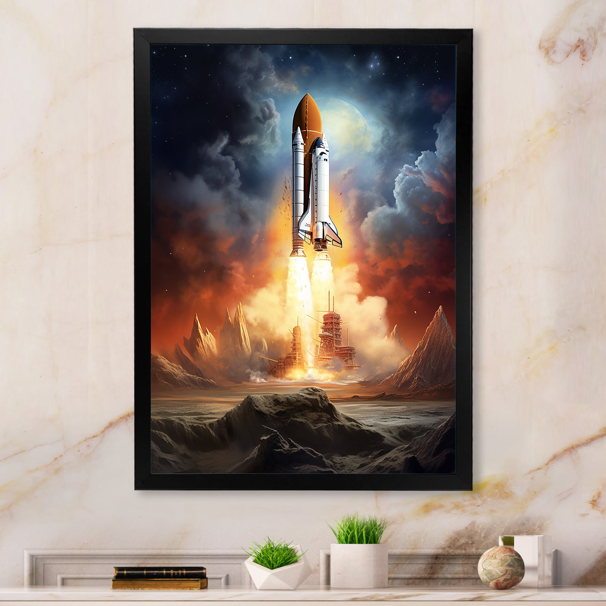 Rocketship Celestial Dreams - Rocketship Canvas Wall Art