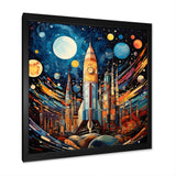 Rocketship Cosmic Collage - Rocketship Canvas Wall Art