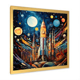 Rocketship Cosmic Collage - Rocketship Canvas Wall Art