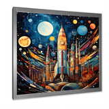 Rocketship Cosmic Collage - Rocketship Canvas Wall Art