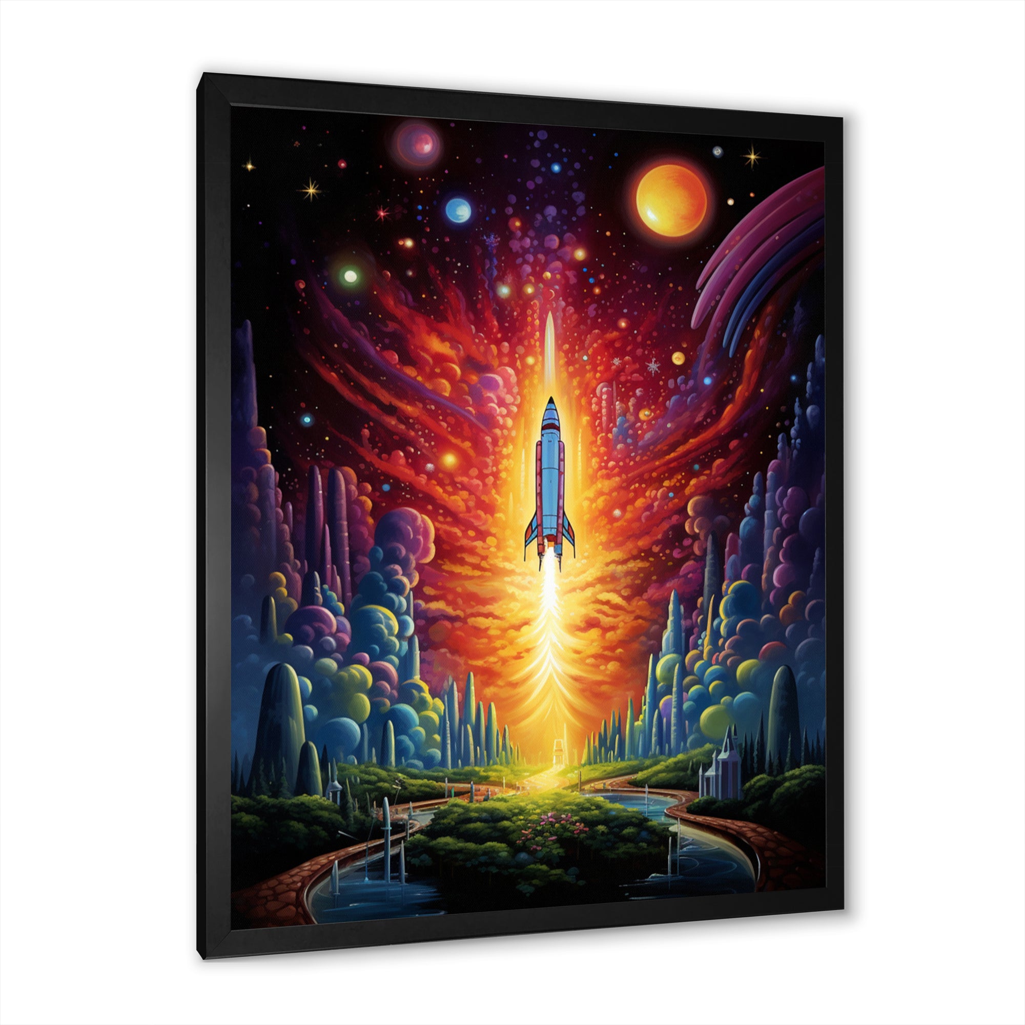 Rocketship Cosmic Dreamscape - Rocketship Canvas Wall Art
