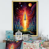Rocketship Cosmic Dreamscape - Rocketship Canvas Wall Art