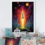 Rocketship Cosmic Dreamscape - Rocketship Canvas Wall Art