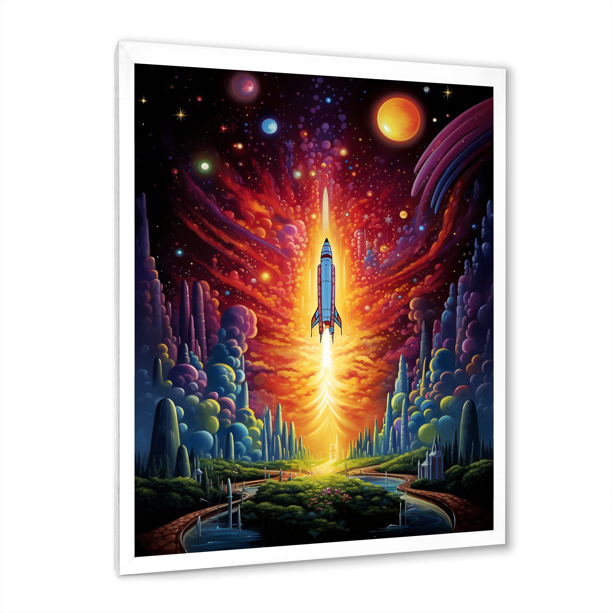 Rocketship Cosmic Dreamscape - Rocketship Canvas Wall Art