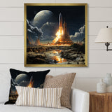 Rocketship Lunar Dreamscape - Rocketship Canvas Wall Art