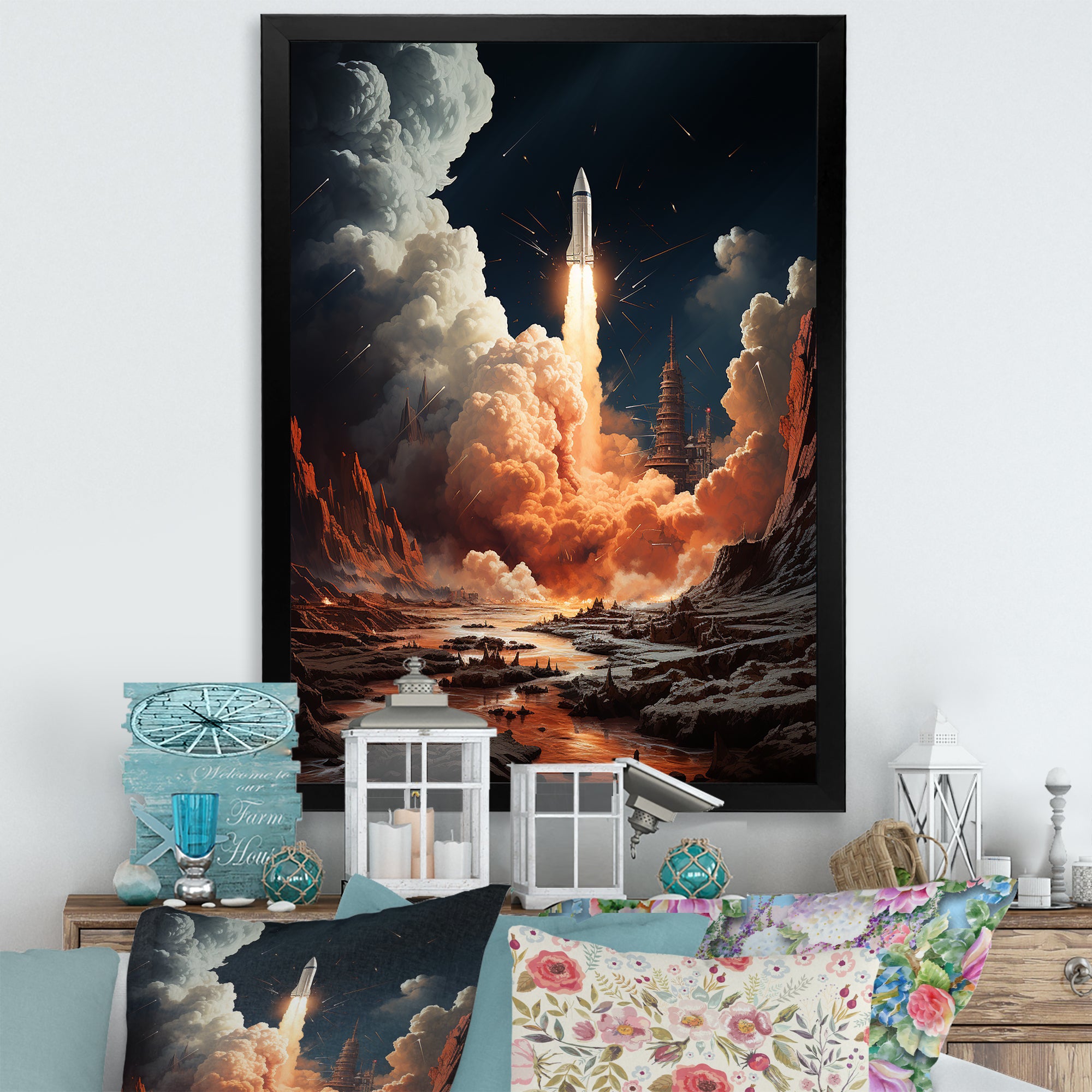 Rocketship Lunar Odyssey - Rocketship Canvas Wall Art
