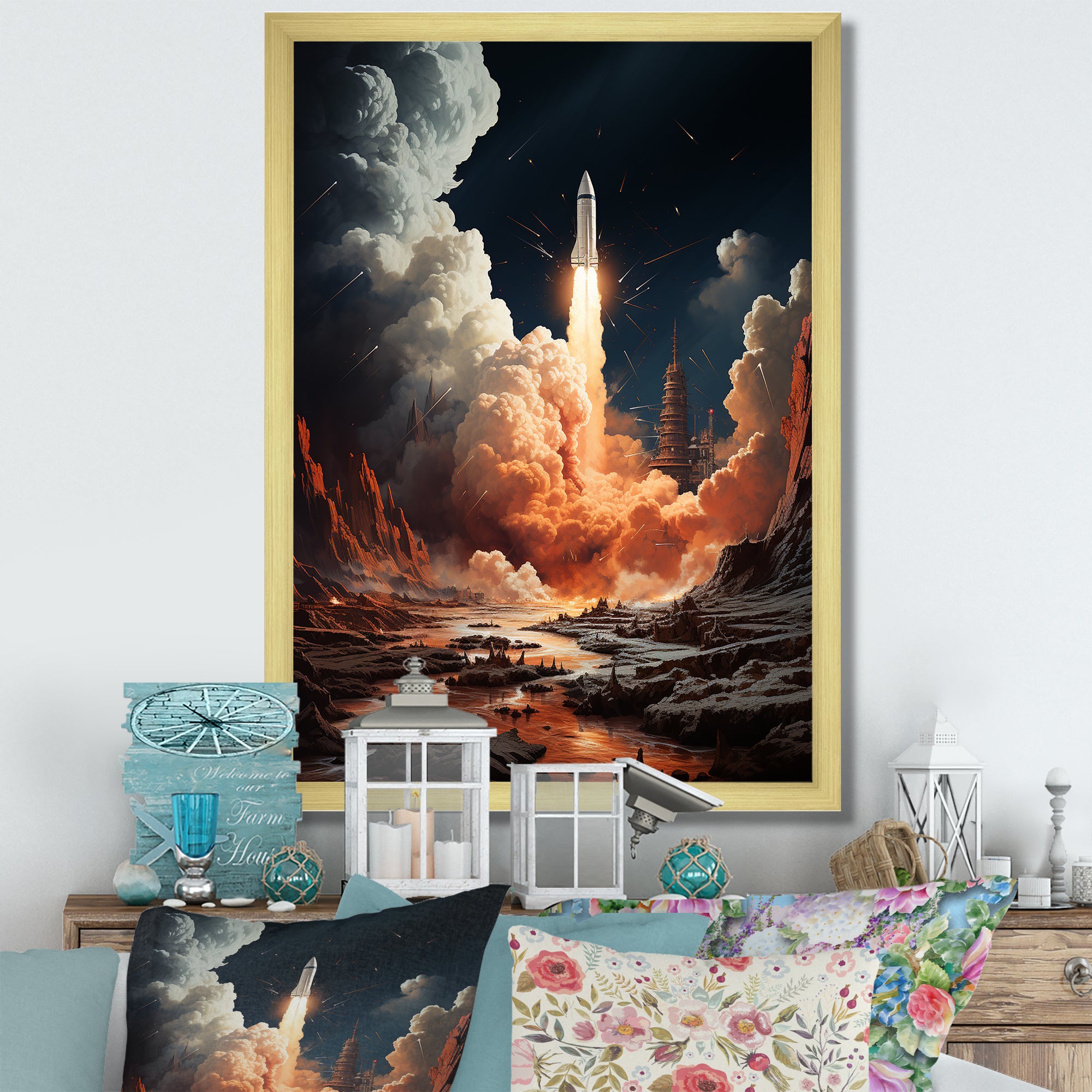 Rocketship Lunar Odyssey - Rocketship Canvas Wall Art
