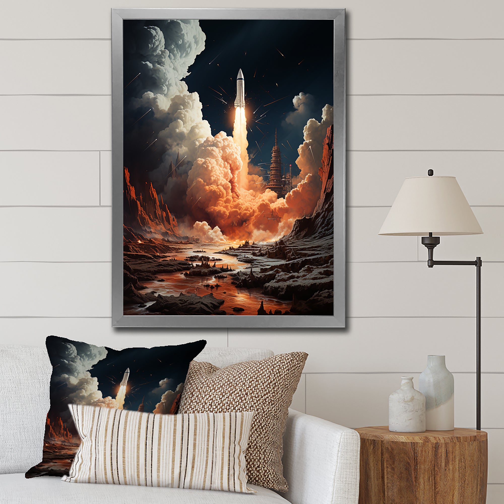 Rocketship Lunar Odyssey - Rocketship Canvas Wall Art