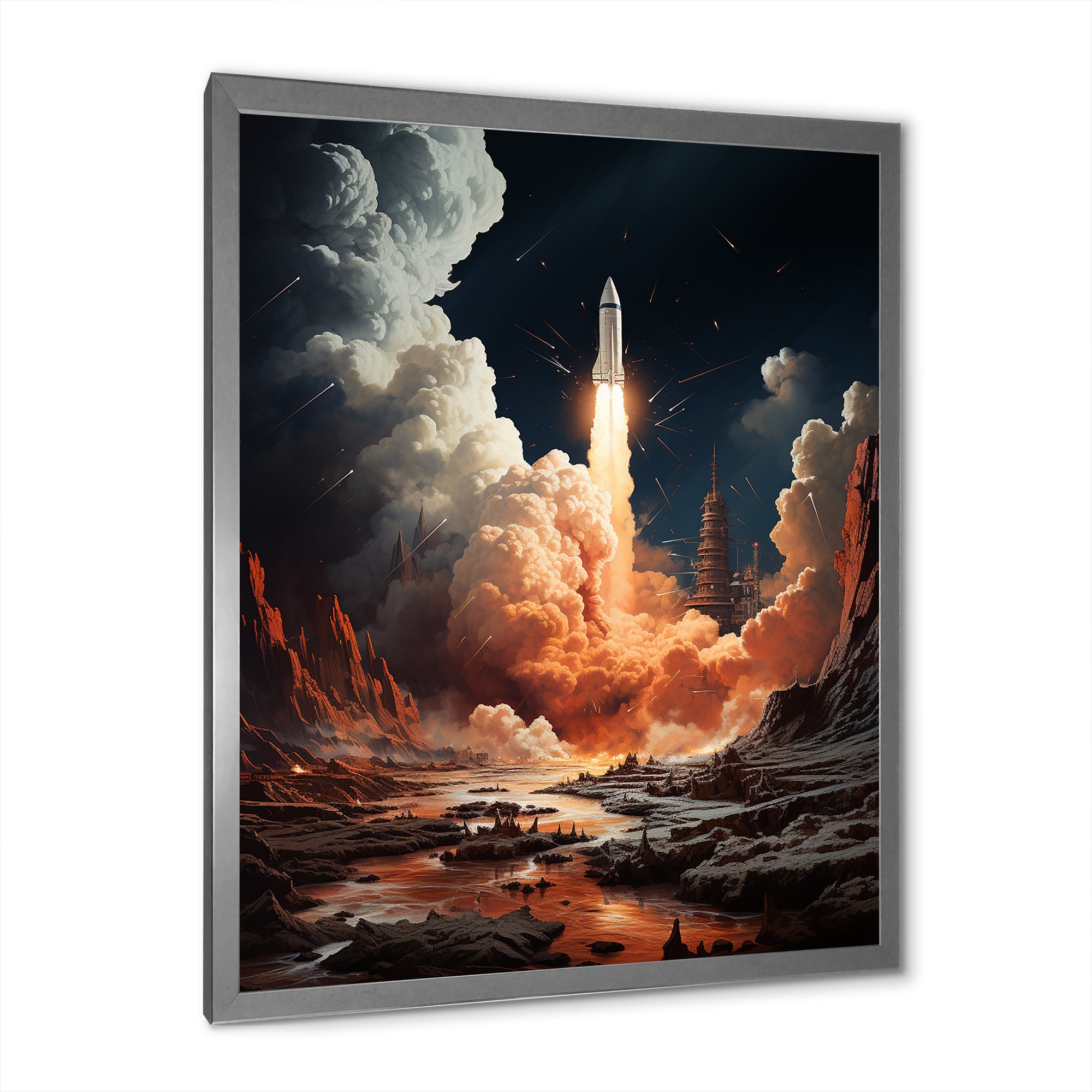 Rocketship Lunar Odyssey - Rocketship Canvas Wall Art