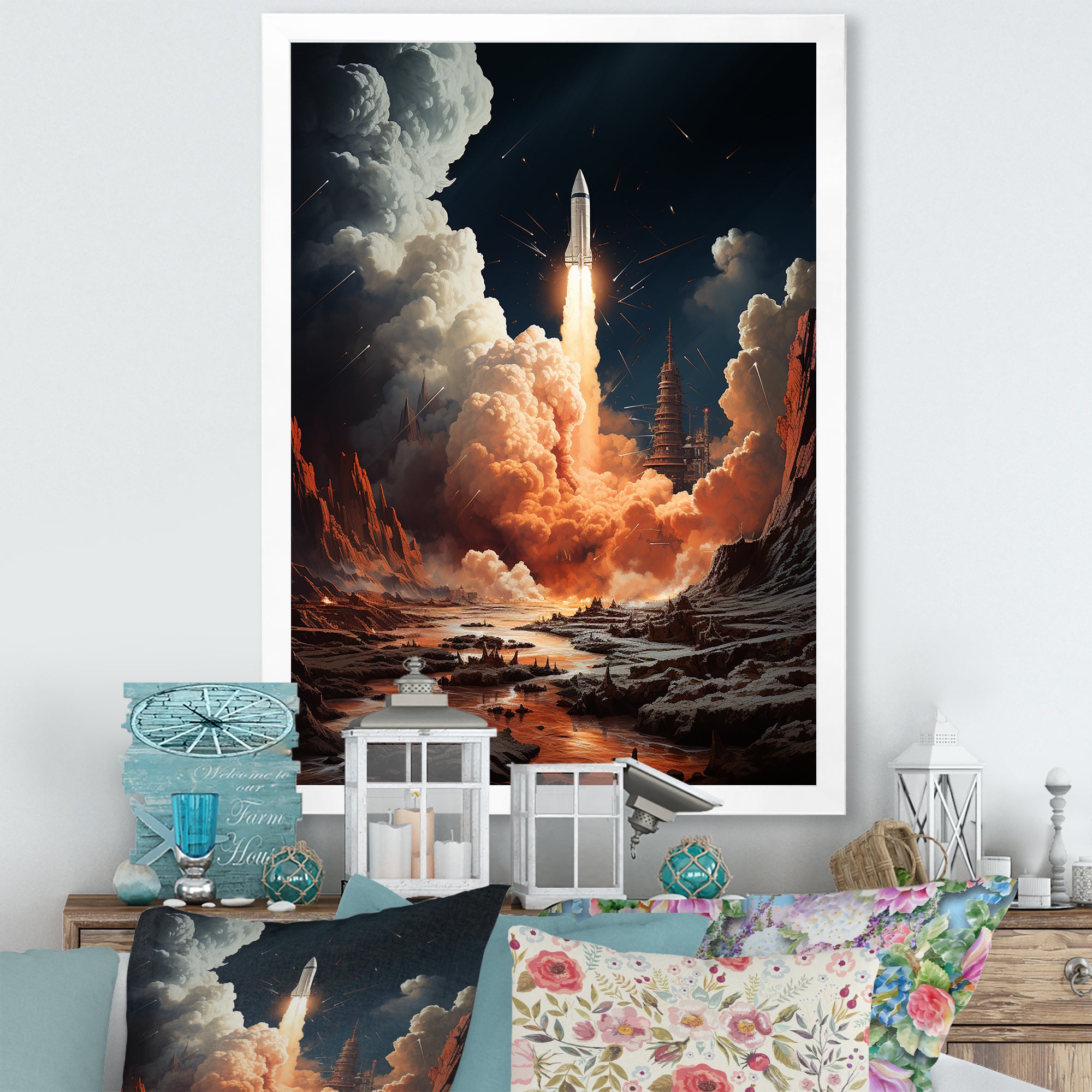 Rocketship Lunar Odyssey - Rocketship Canvas Wall Art