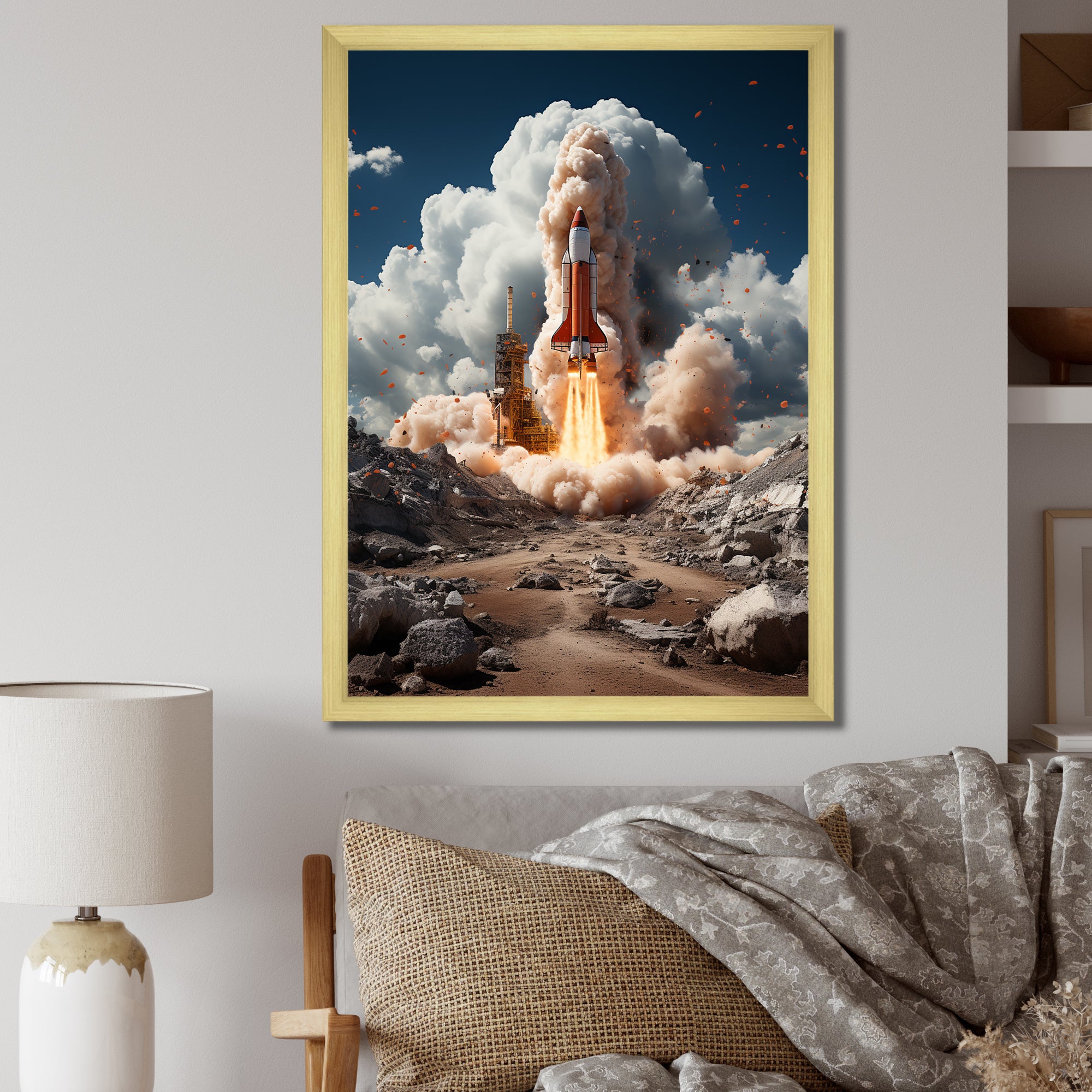 Rocketship Ambition To Space - Rocketship Canvas Wall Art