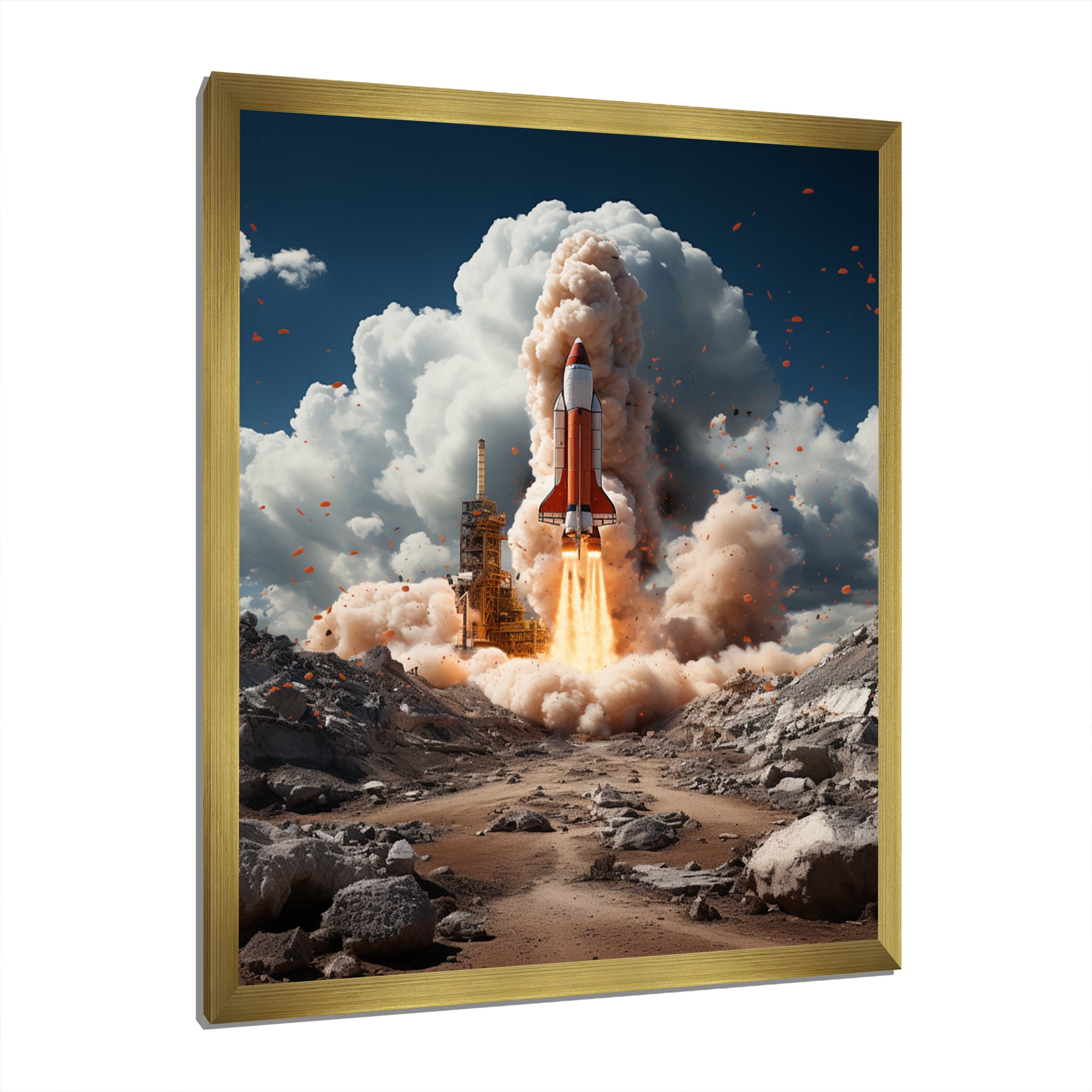 Rocketship Ambition To Space - Rocketship Canvas Wall Art