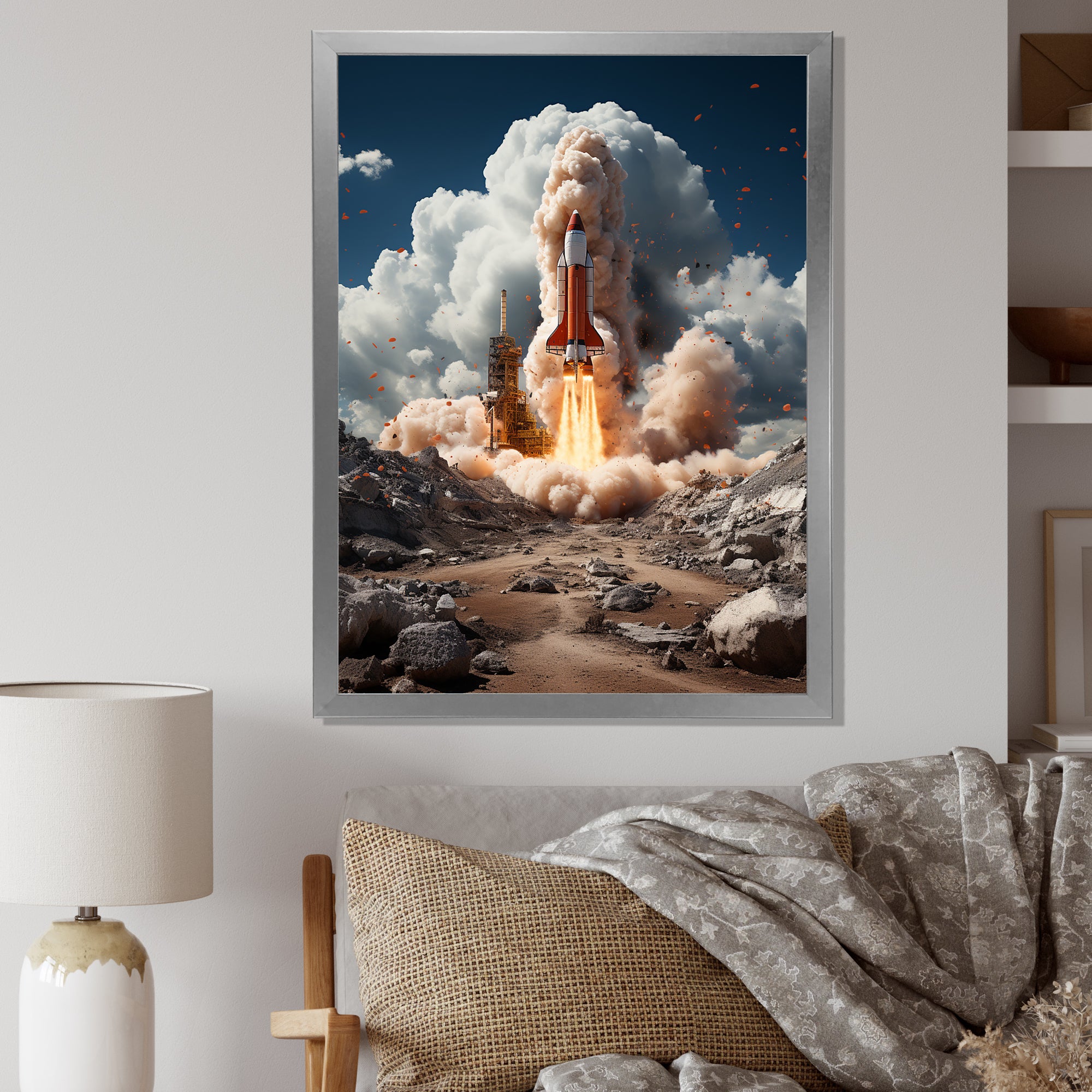 Rocketship Ambition To Space - Rocketship Canvas Wall Art