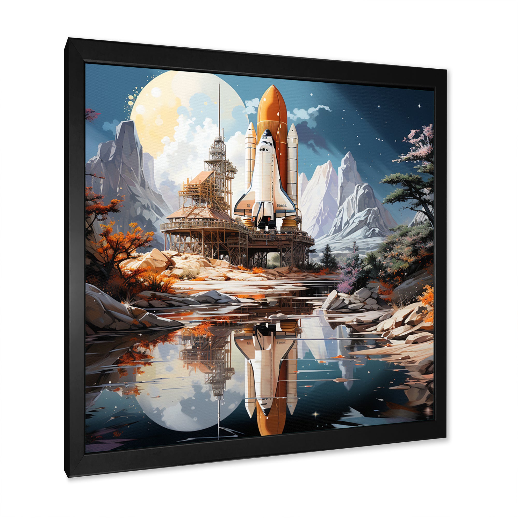 Rocketship Reflection On Water I - Rocketship Canvas Wall Art