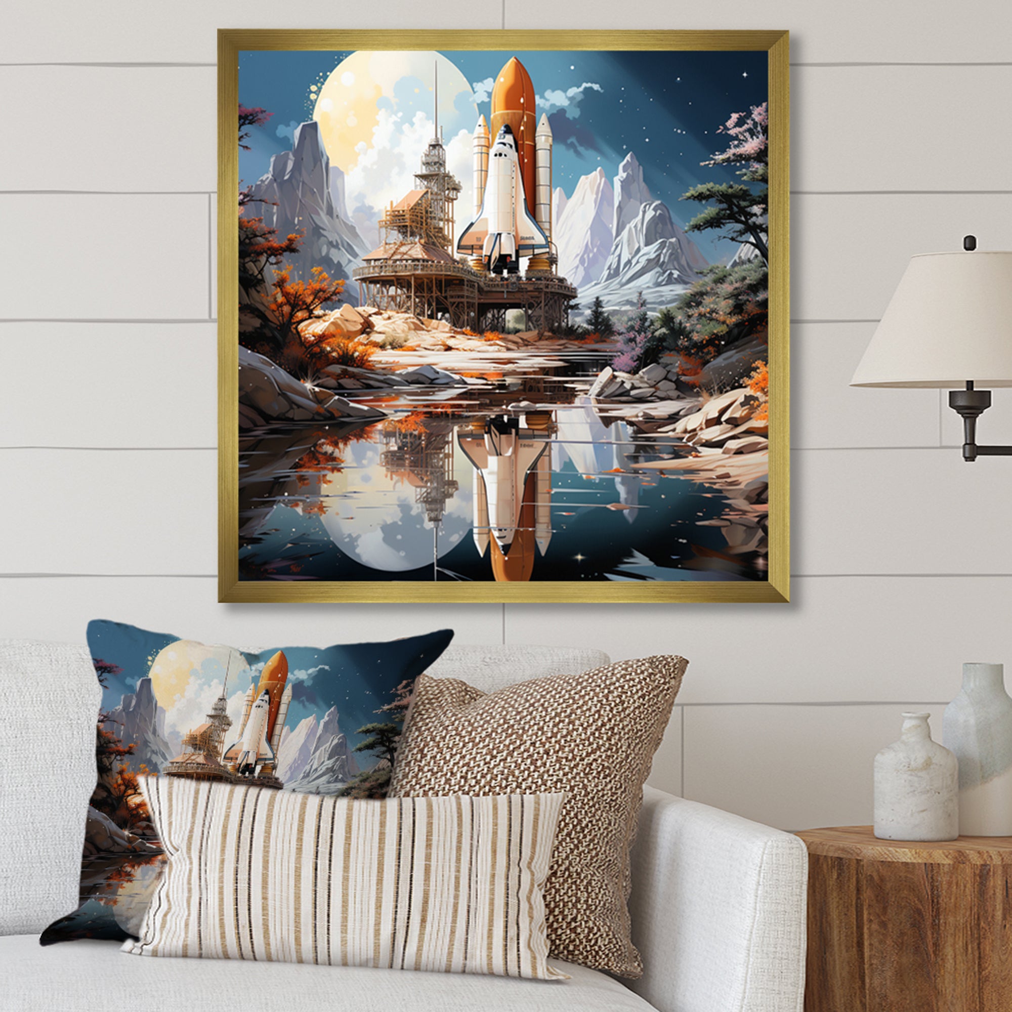 Rocketship Reflection On Water I - Rocketship Canvas Wall Art