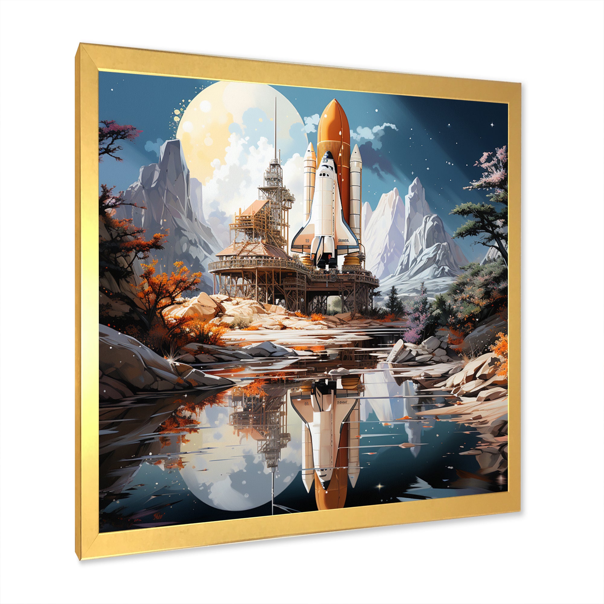 Rocketship Reflection On Water I - Rocketship Canvas Wall Art