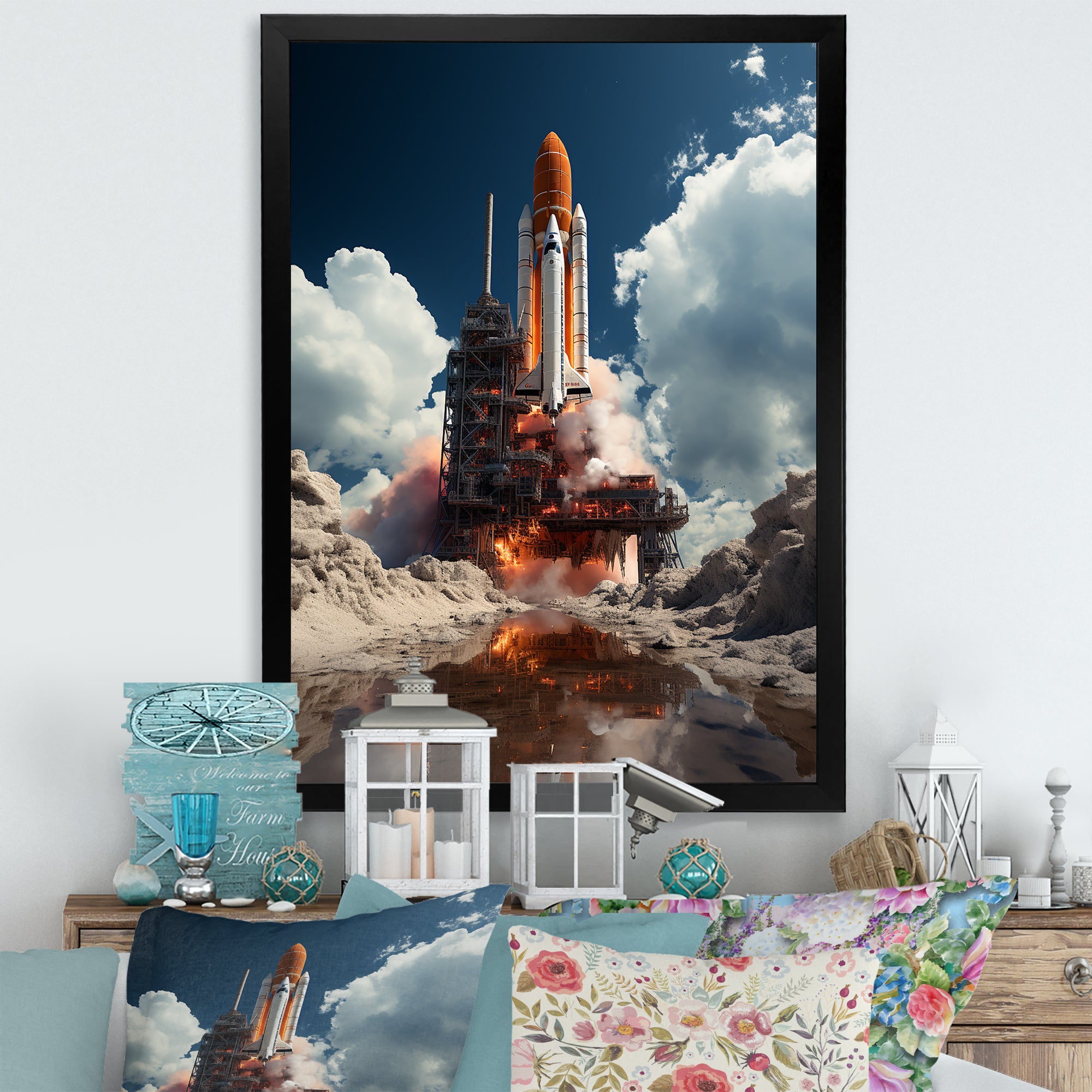 Rocketship Beyond The Atmosphere I - Rocketship Canvas Wall Art