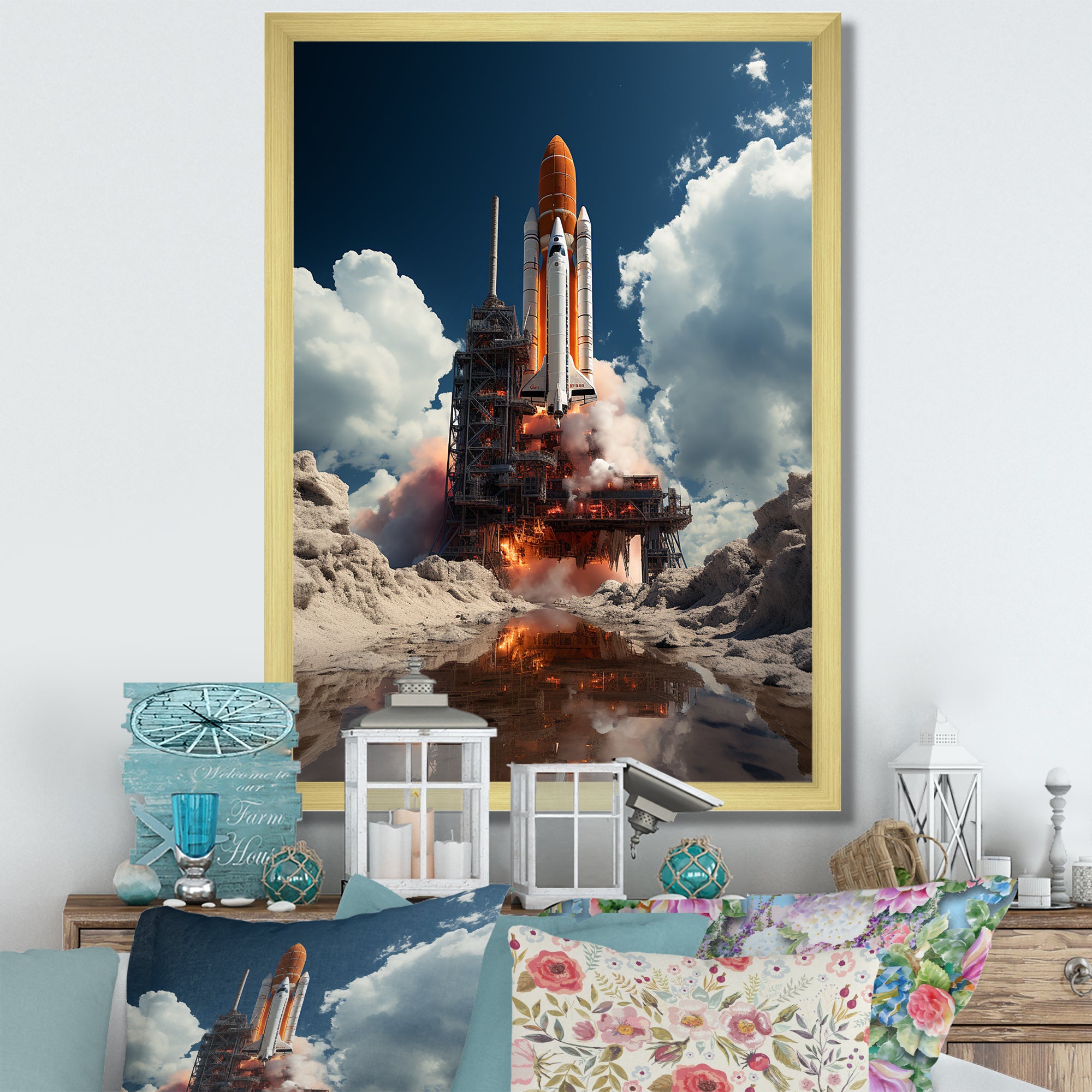 Rocketship Beyond The Atmosphere I - Rocketship Canvas Wall Art