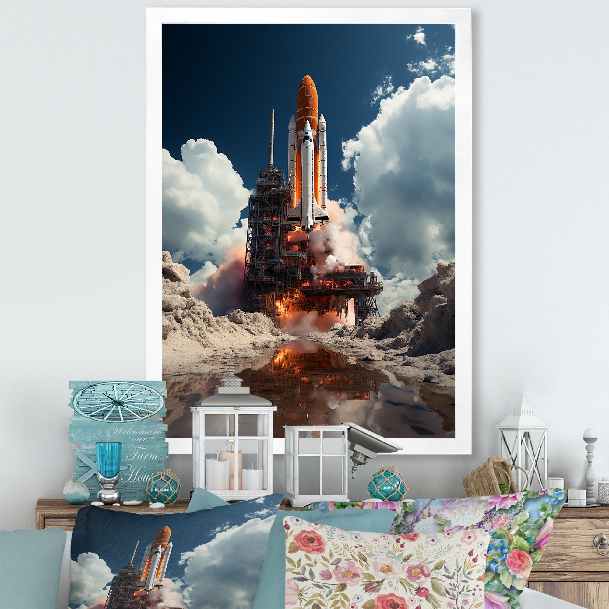 Rocketship Beyond The Atmosphere I - Rocketship Canvas Wall Art