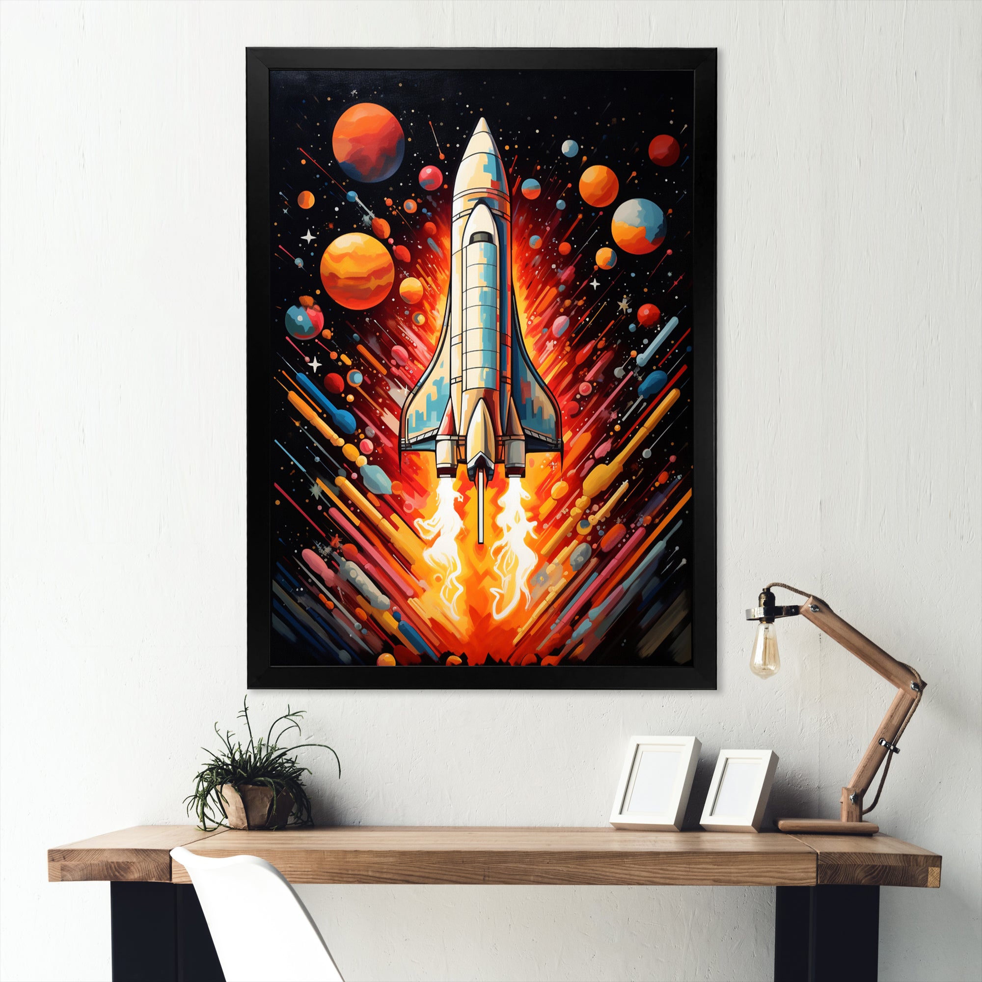 Rocketship Stellar Voyage I - Rocketship Canvas Wall Art