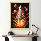 Rocketship Stellar Voyage I - Rocketship Canvas Wall Art