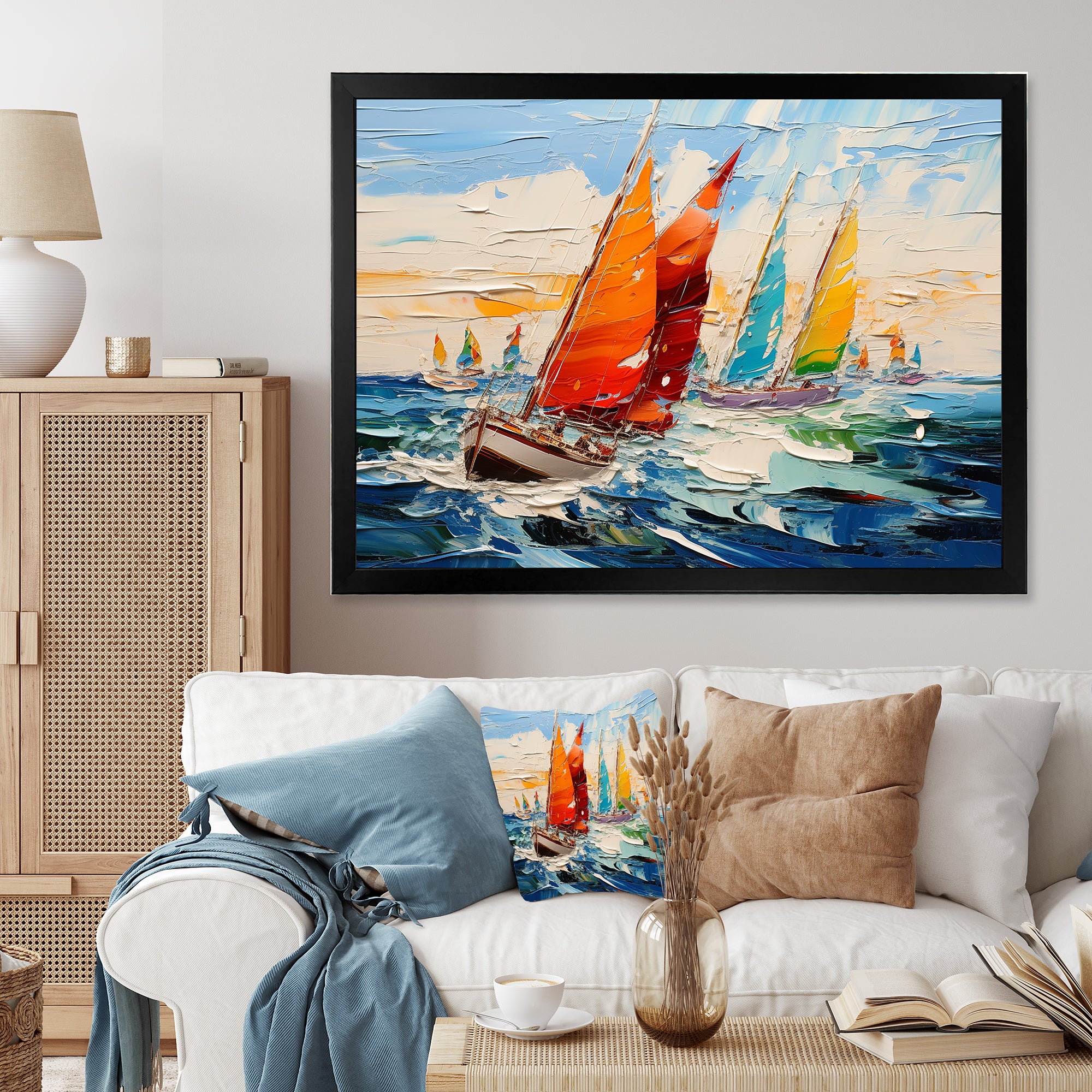 Sailboat Seascape Symphony I - Boat Sailing Canvas Wall Art