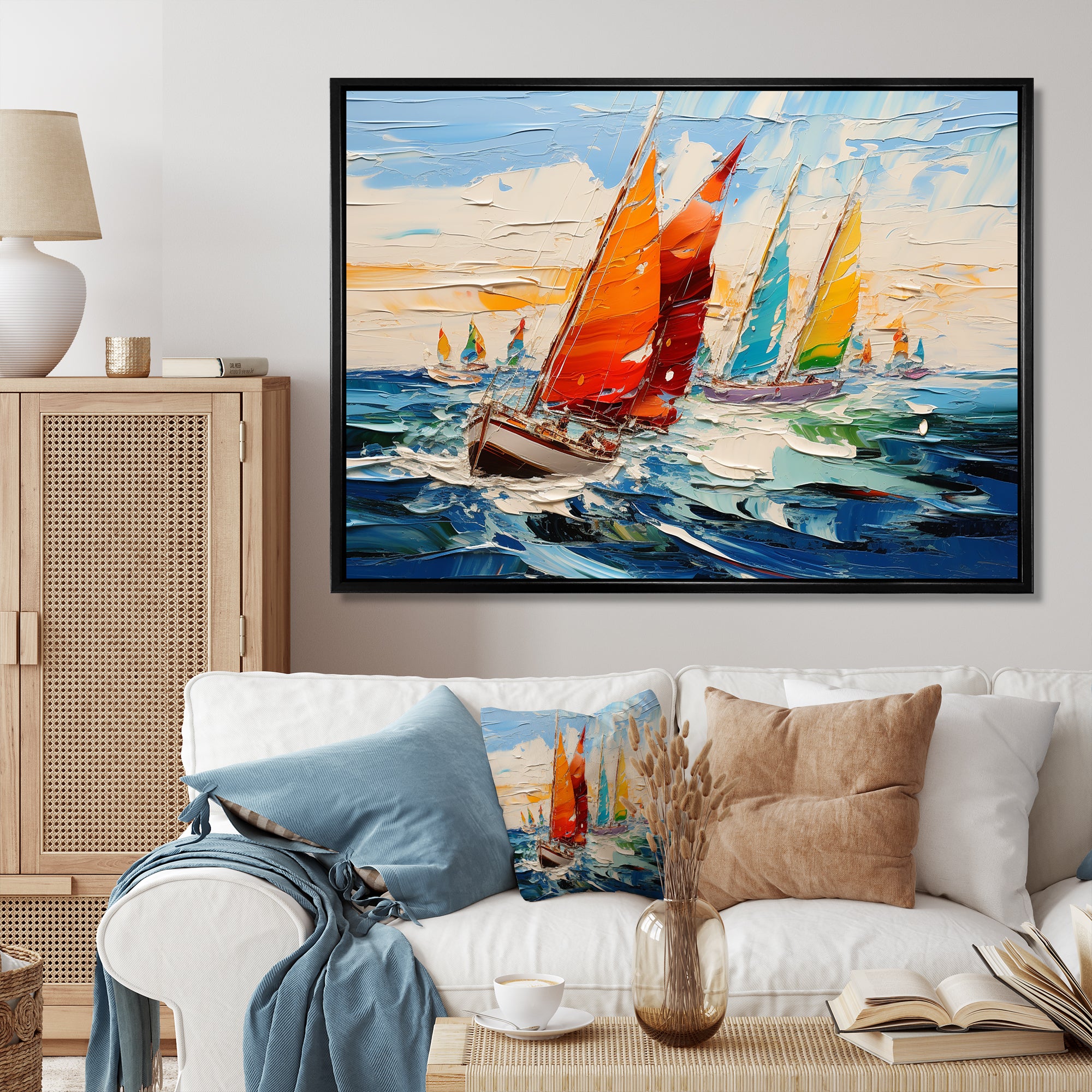 Sailboat Seascape Symphony I - Boat Sailing Canvas Wall Art