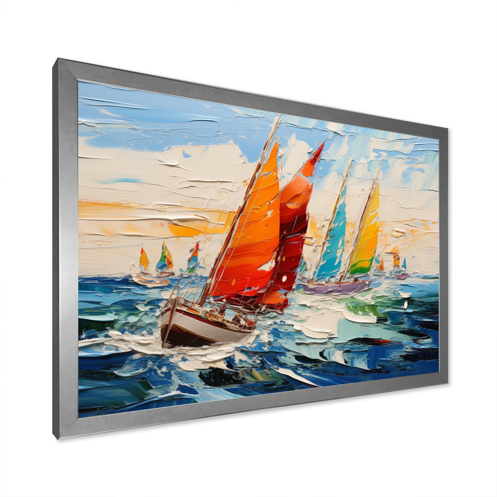 Sailboat Seascape Symphony I - Boat Sailing Canvas Wall Art