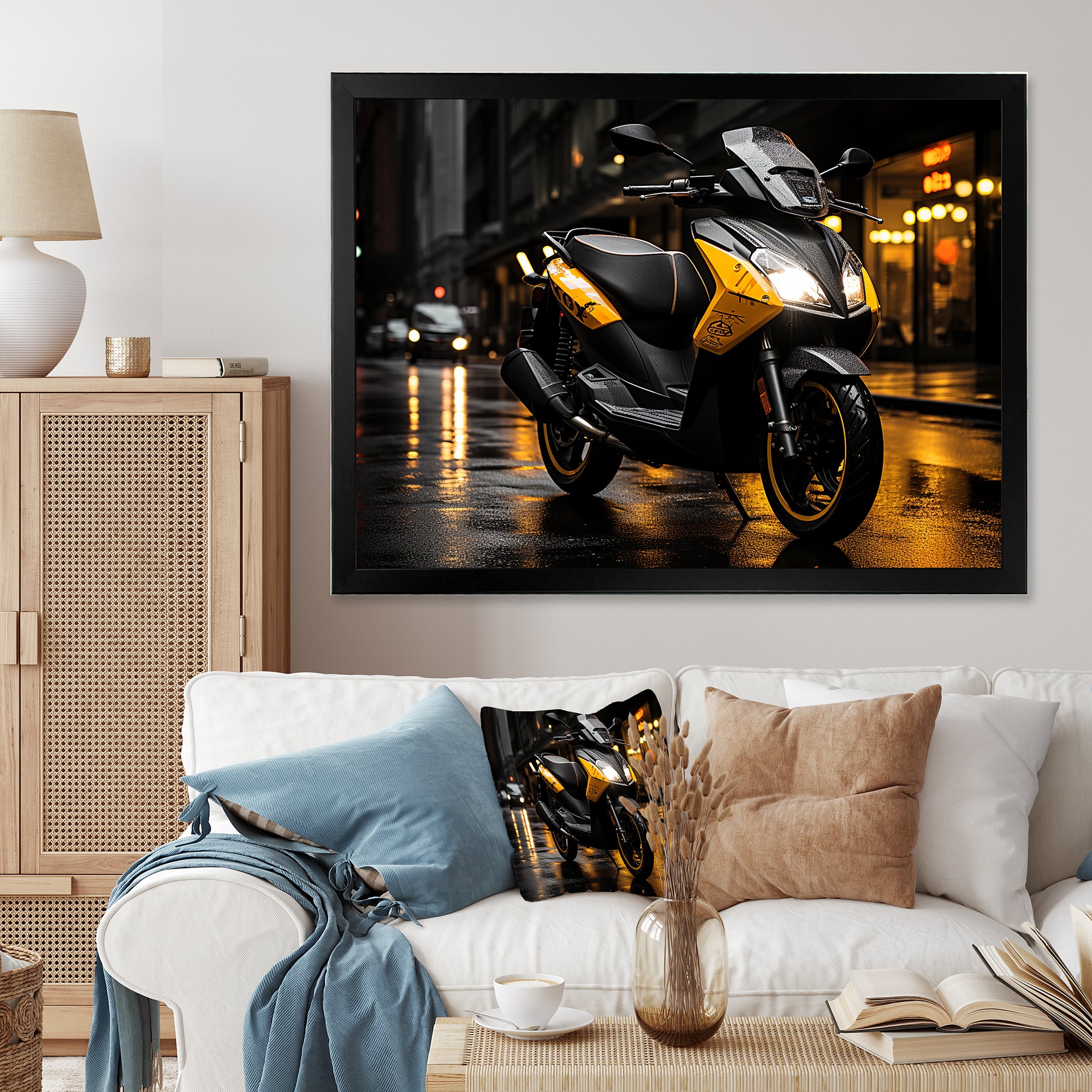Yellow Black Scooter City Glide I - Scooter Canvas Wall Art