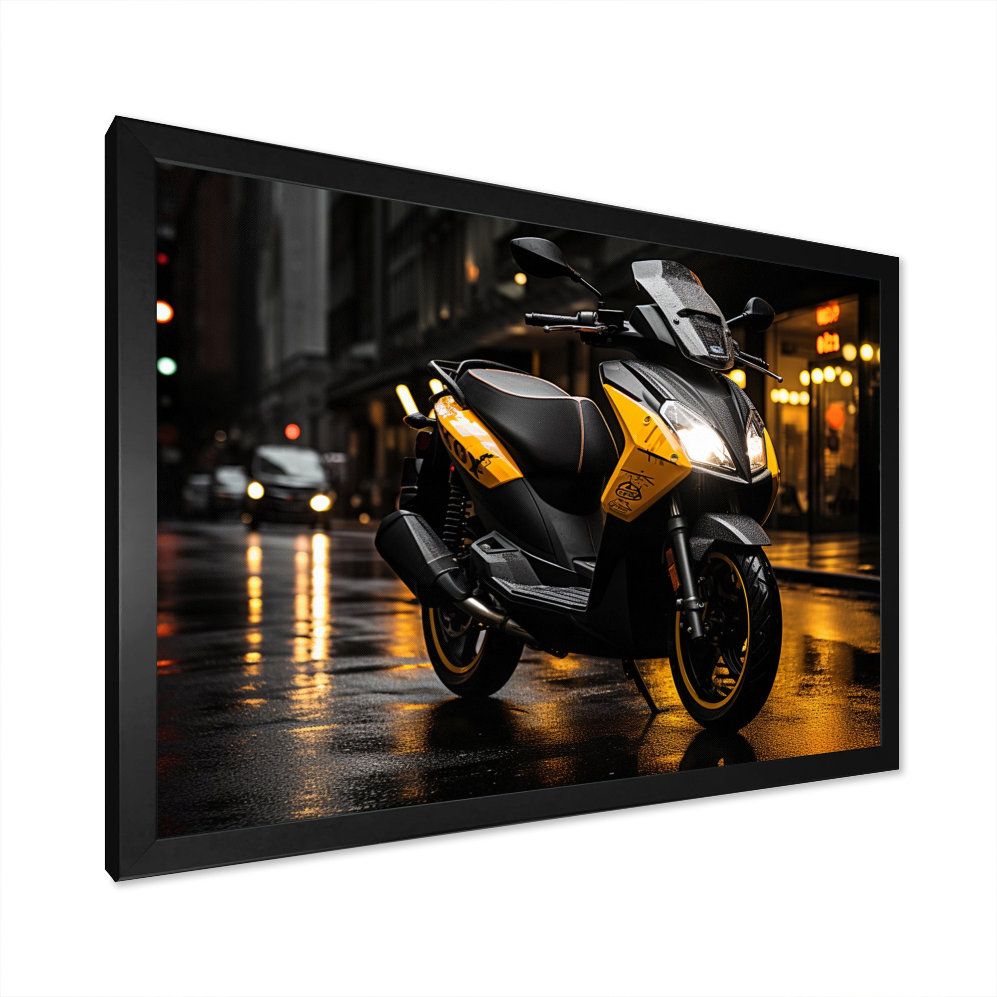 Yellow Black Scooter City Glide I - Scooter Canvas Wall Art