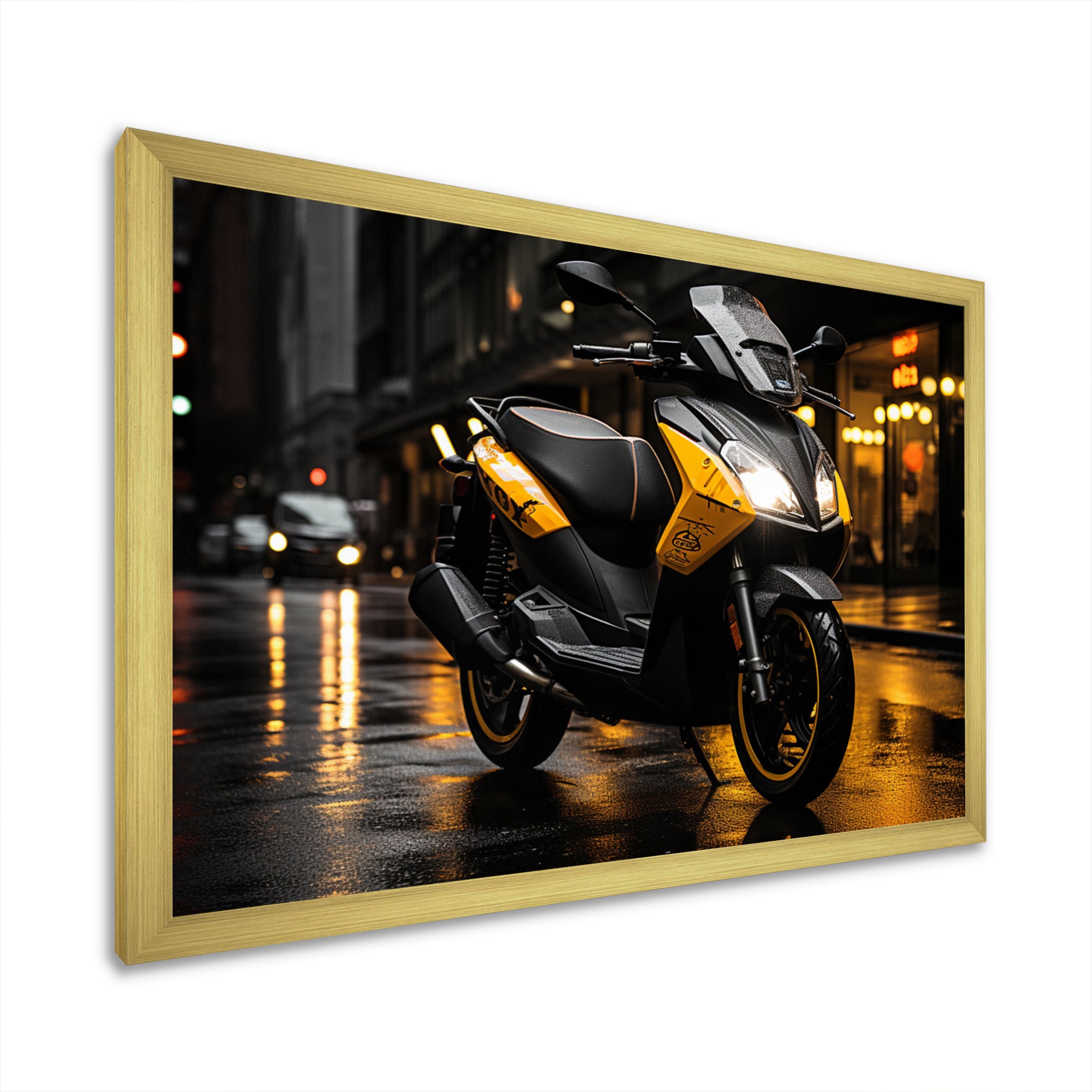 Yellow Black Scooter City Glide I - Scooter Canvas Wall Art