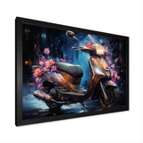 Teal Gold Scooter Night Glow - Scooter Canvas Wall Art