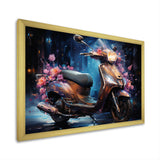 Teal Gold Scooter Night Glow - Scooter Canvas Wall Art