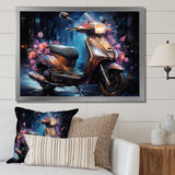 Teal Gold Scooter Night Glow - Scooter Canvas Wall Art