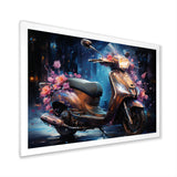 Teal Gold Scooter Night Glow - Scooter Canvas Wall Art