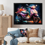 Purple Coral Scooter Night Glow - Scooter Canvas Wall Art