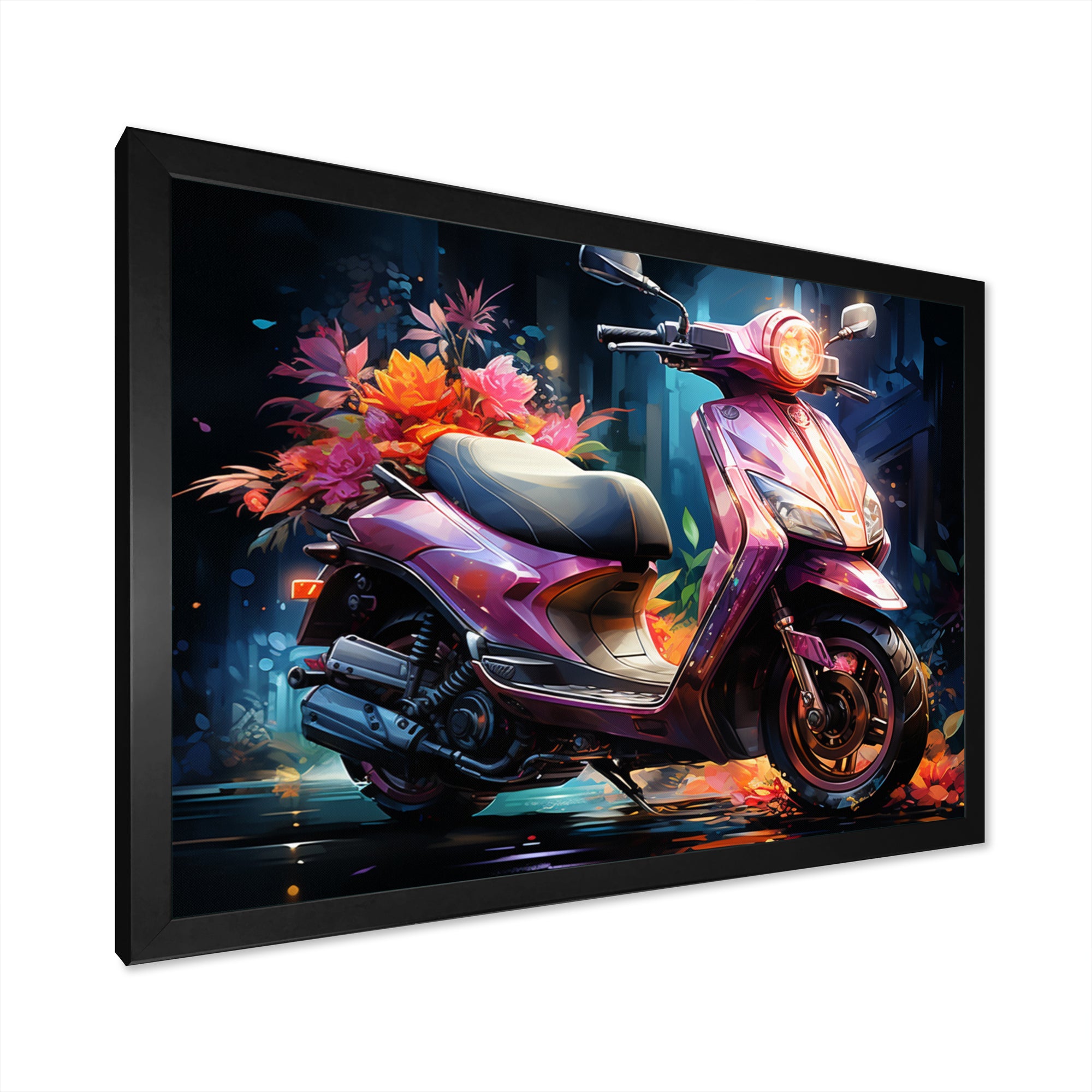 Purple Coral Scooter Night Glow - Scooter Canvas Wall Art