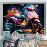 Purple Coral Scooter Night Glow - Scooter Canvas Wall Art