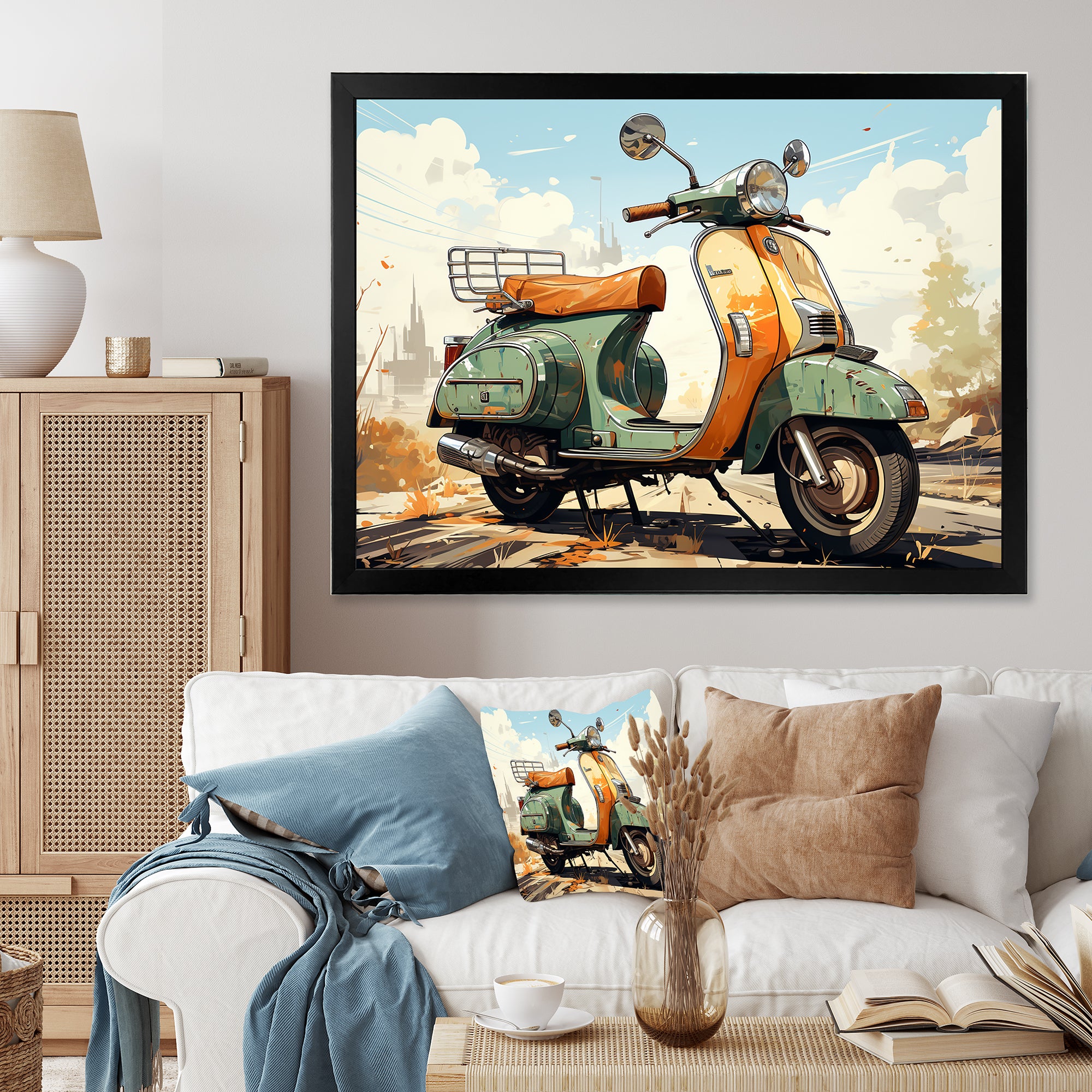 Scooter Retro Electric - Scooter Canvas Wall Art