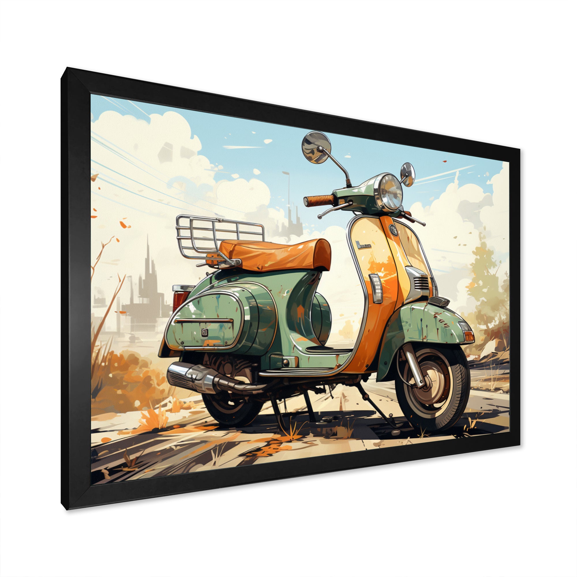 Scooter Retro Electric - Scooter Canvas Wall Art