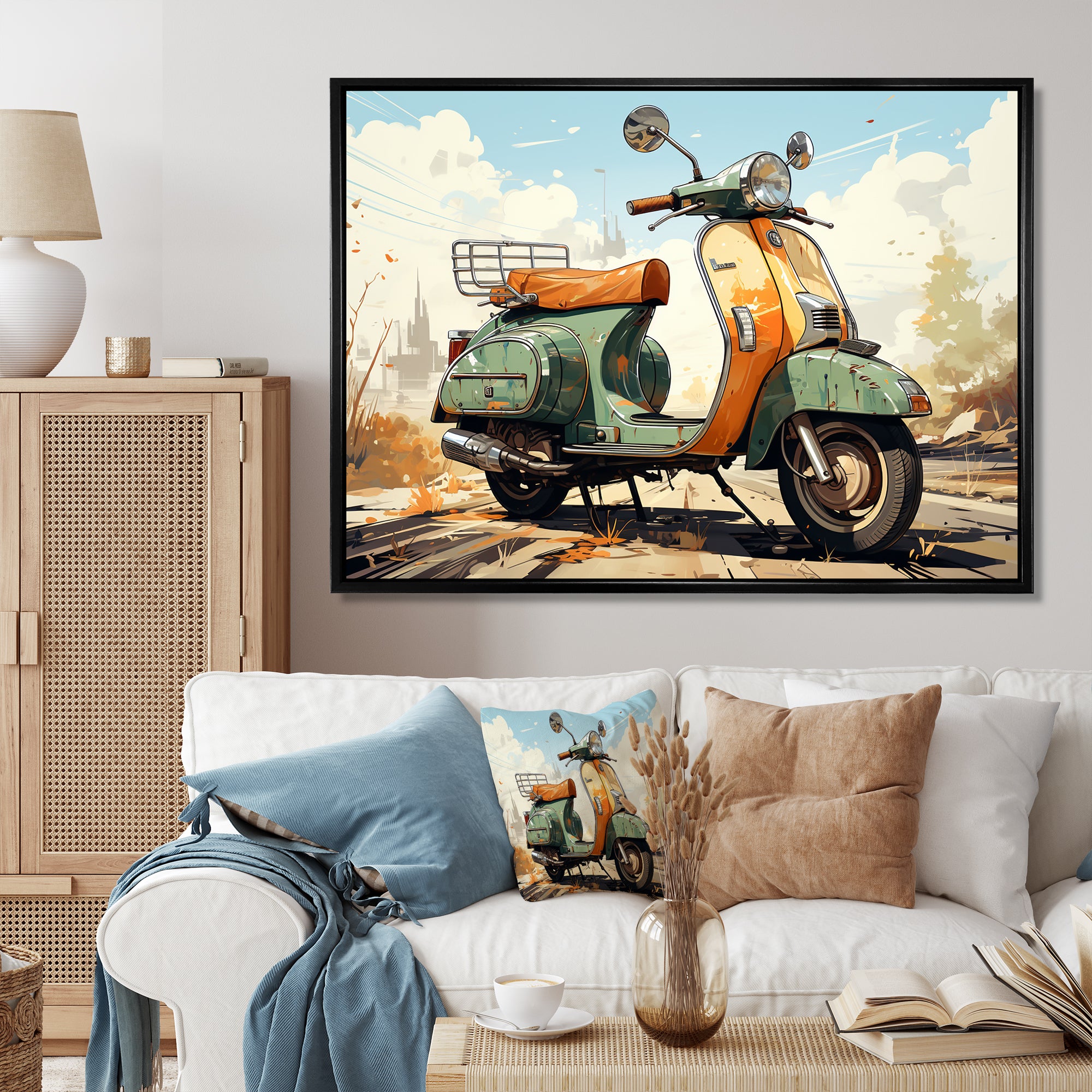 Scooter Retro Electric - Scooter Canvas Wall Art
