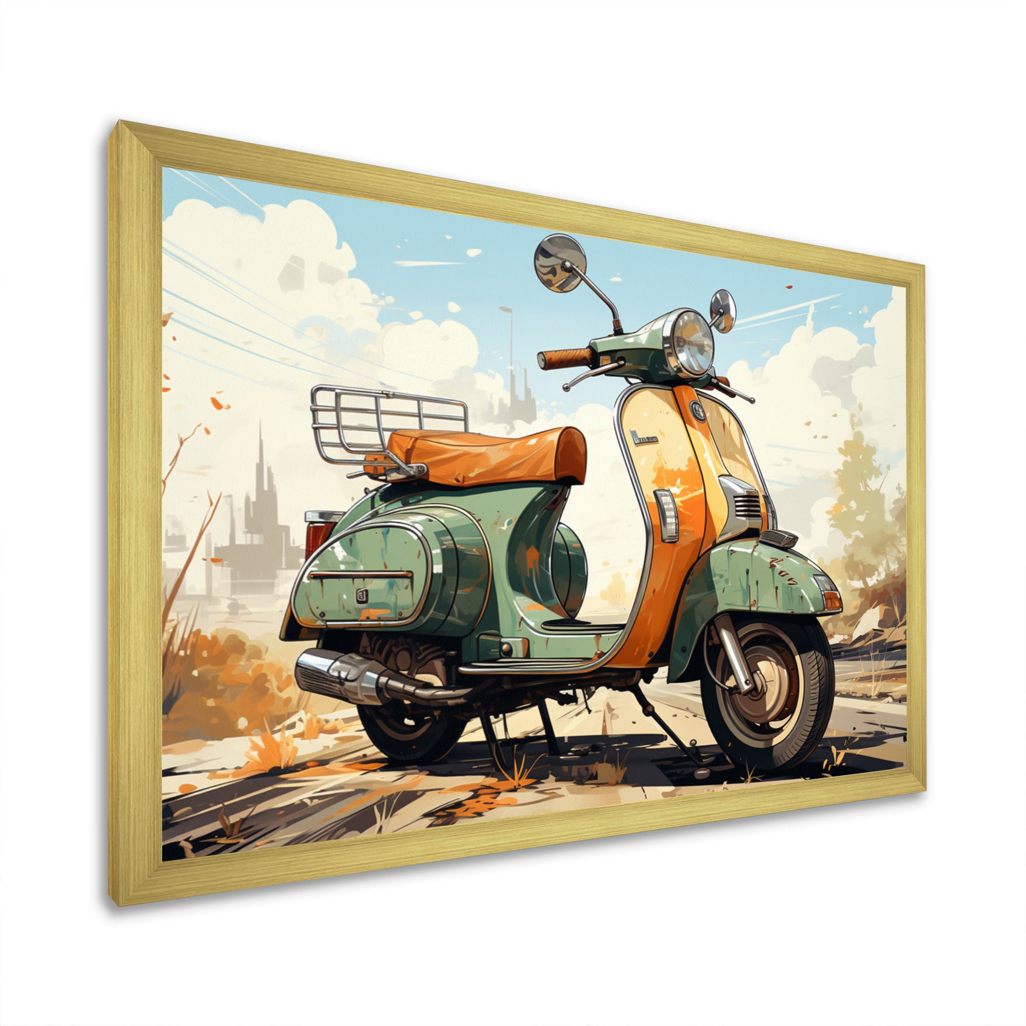 Scooter Retro Electric - Scooter Canvas Wall Art