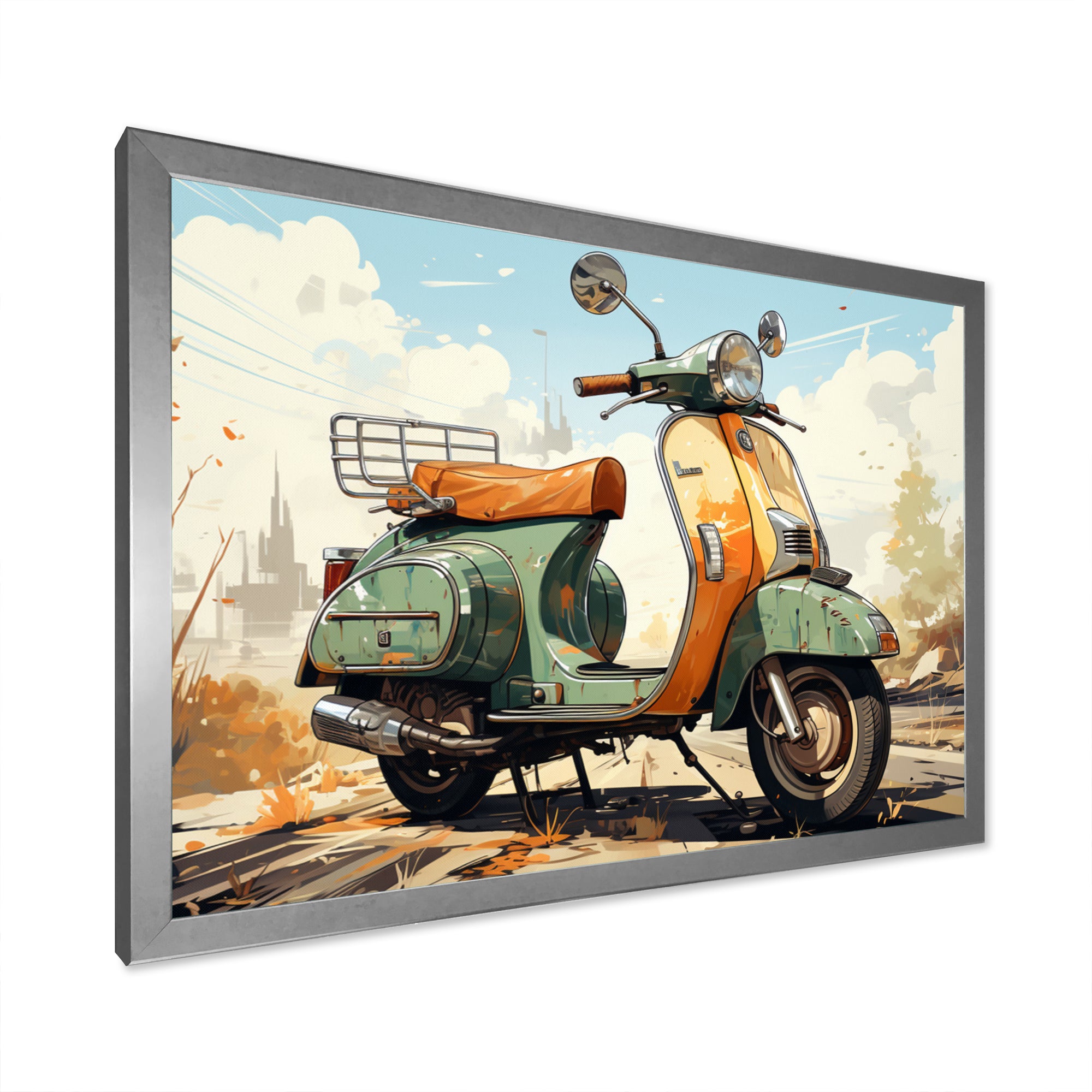 Scooter Retro Electric - Scooter Canvas Wall Art