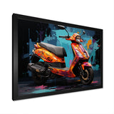 Teal Red Scooter Street Styler - Scooter Canvas Wall Art