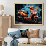 Teal Red Scooter Street Styler - Scooter Canvas Wall Art