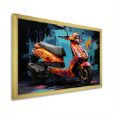 Teal Red Scooter Street Styler - Scooter Canvas Wall Art