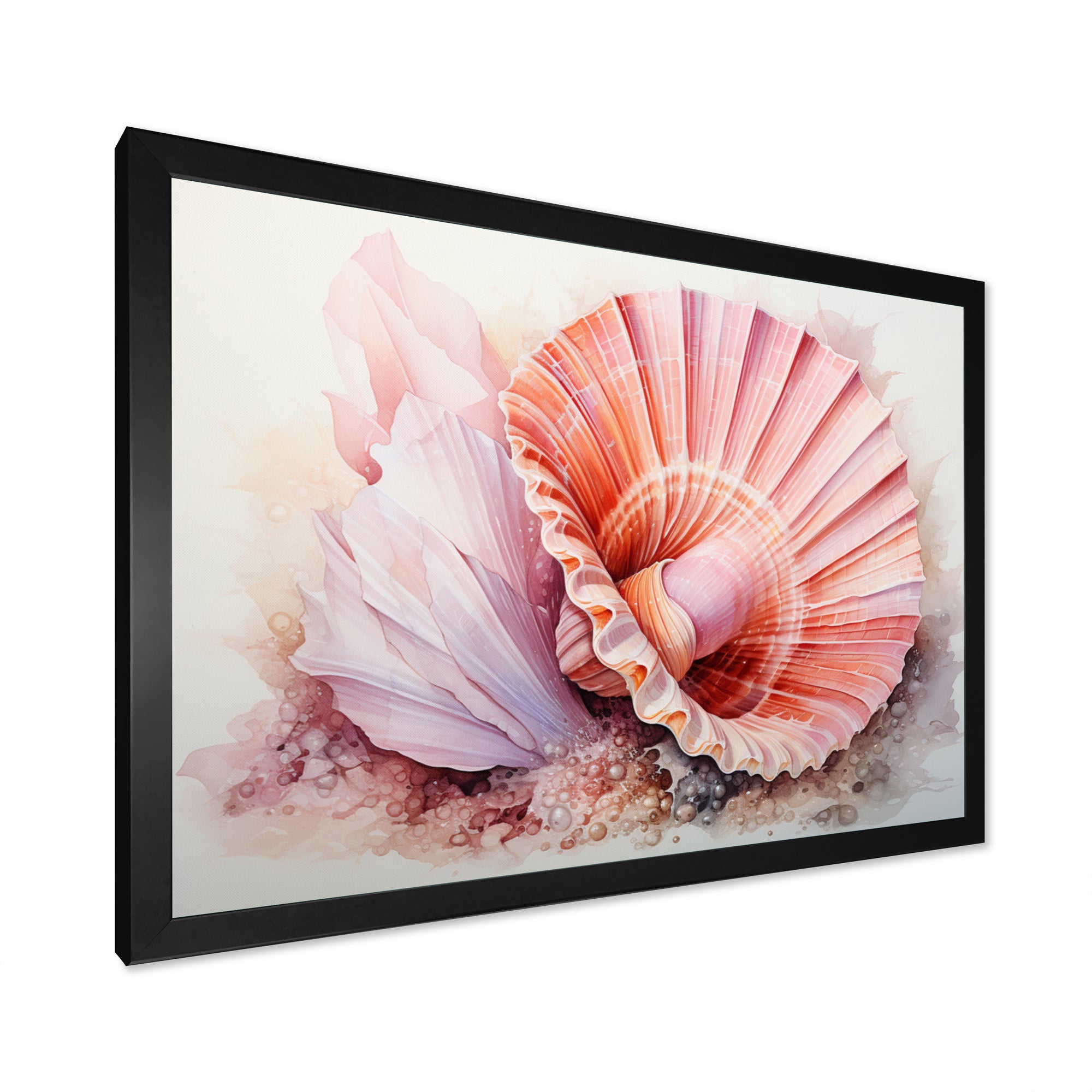 Peach Seashell Serenity - Seashell Large Canvas Wall Art