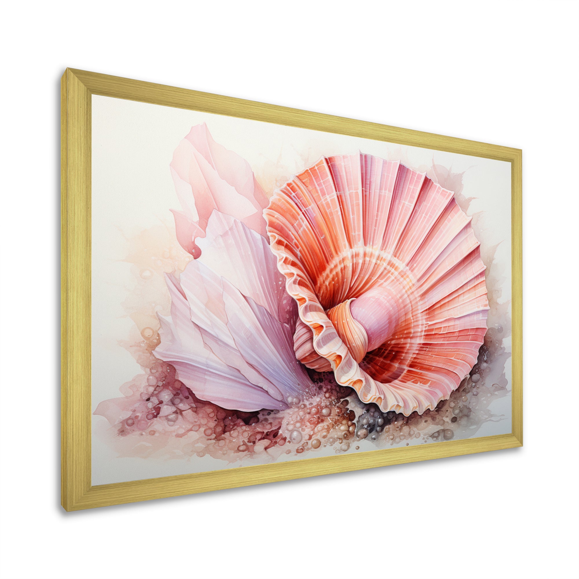 Peach Seashell Serenity - Seashell Large Canvas Wall Art