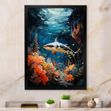 Teal Shark Animal Coastal Creatures - Shark Wall Art Prints