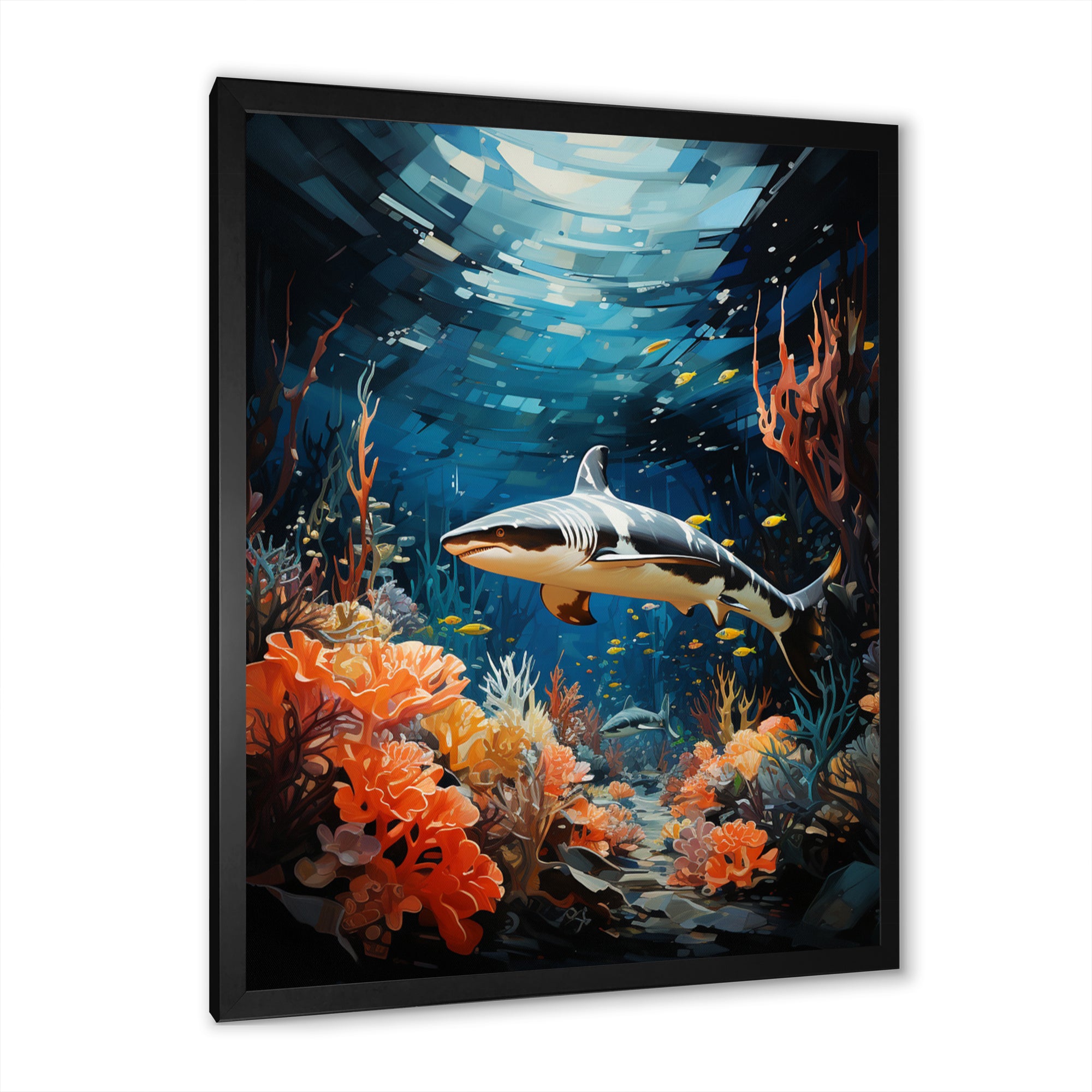 Teal Shark Animal Coastal Creatures - Shark Wall Art Prints